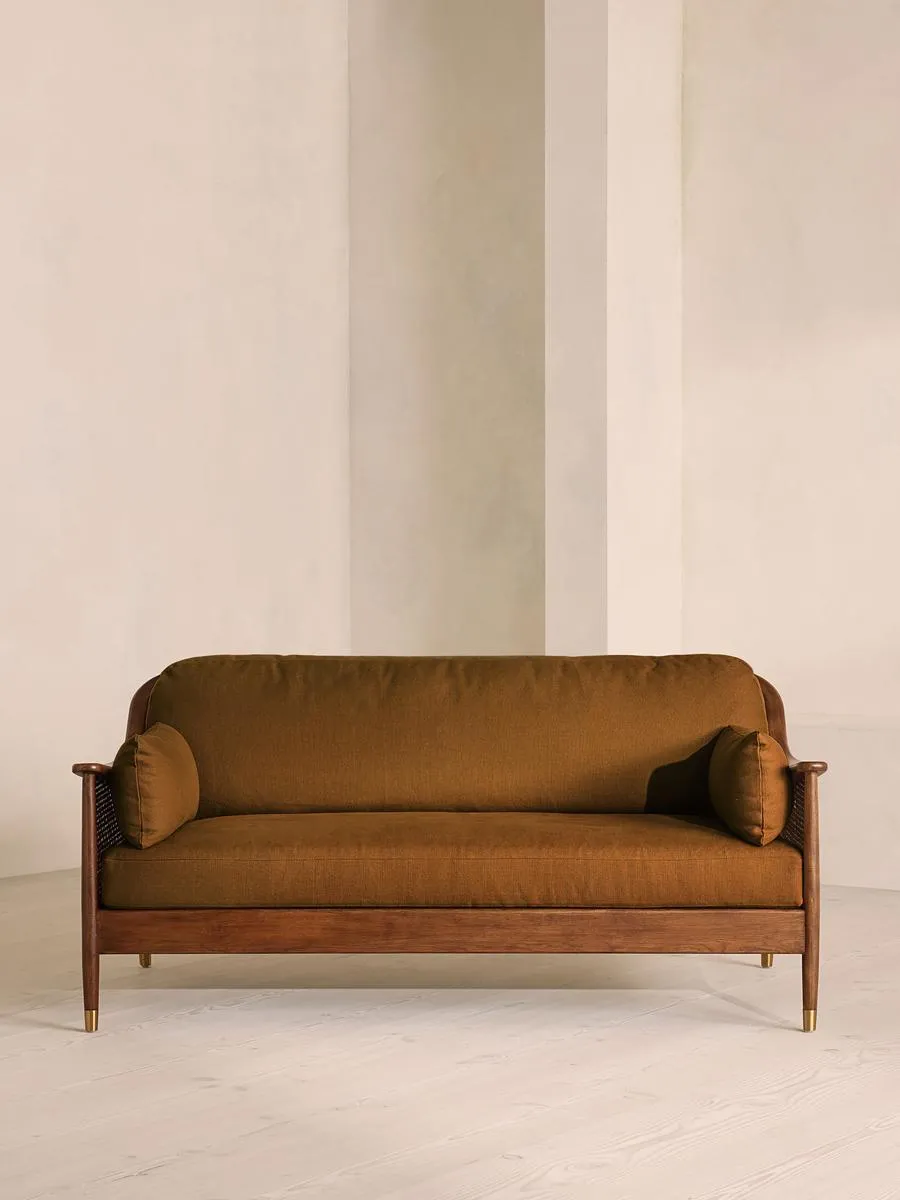 Atlanta Three Seater Sofa, Linen, Terracotta