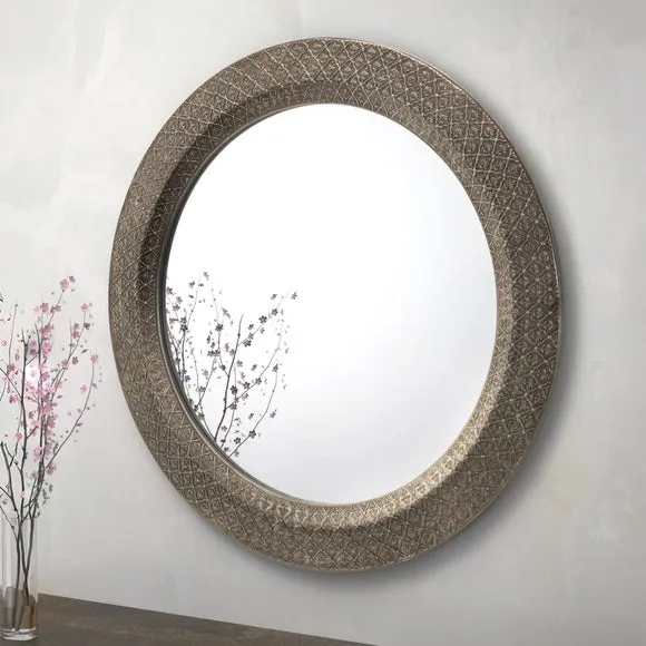 Cadence Round Pewter Wall Mirror