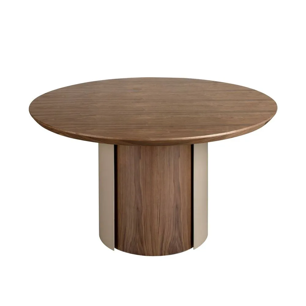 Angel Cerda Round Walnut Dining Table with Metallic Sand 140cm 2