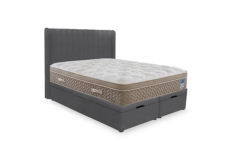 PlushTech End Lift Ottoman Divan Set - Super King - Plush Dark Grey