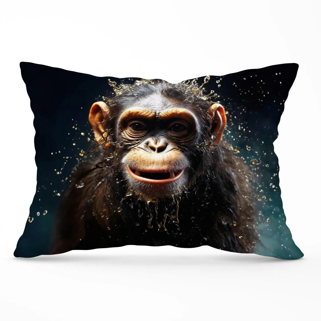 Warren Reed - Designer Realistic Monkey Face Splashart Cushions in Black