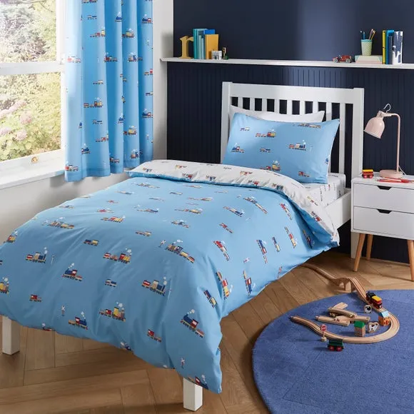 Little Trains Quilt Cover and Pillowcase Set