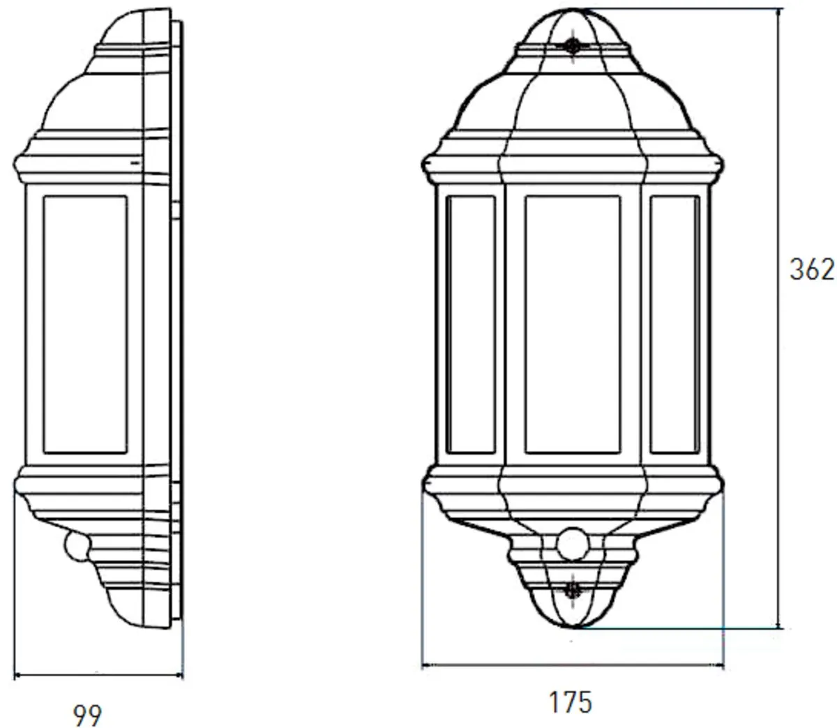 Netlighting LED Half Wall Lantern with Photocell Sensor Black 230V IP54 8W 2