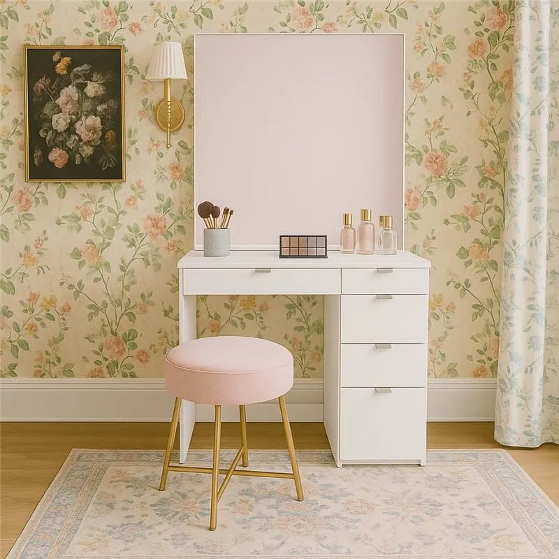 Birlea Ava 5 Drawer Dressing Table Black in White 1