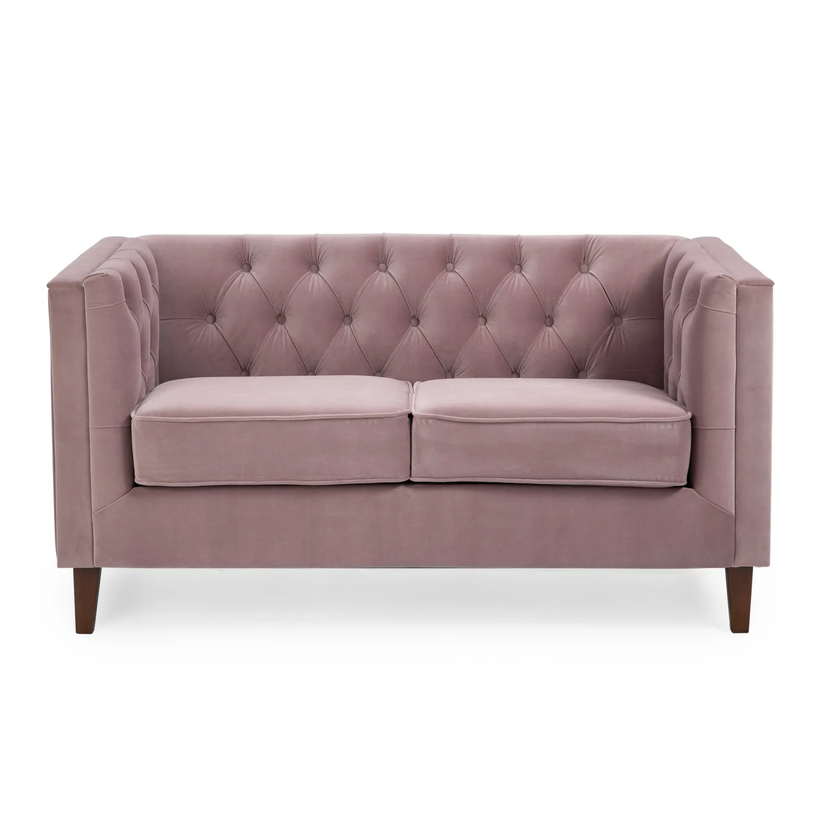 Isabel Velvet Chesterfield 2 Seater Sofa Blush
