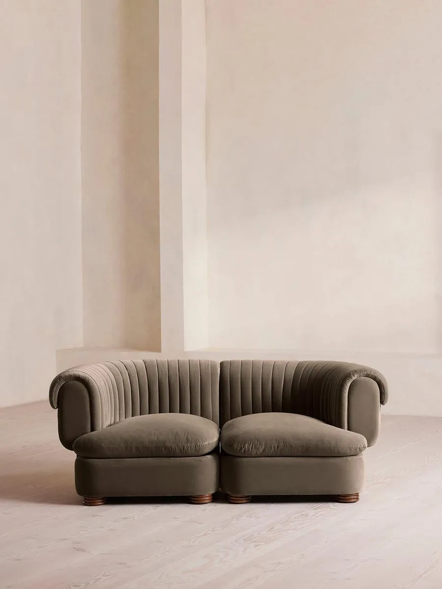 Rava Modular Sofa, Three Seater, Velvet, Taupe
