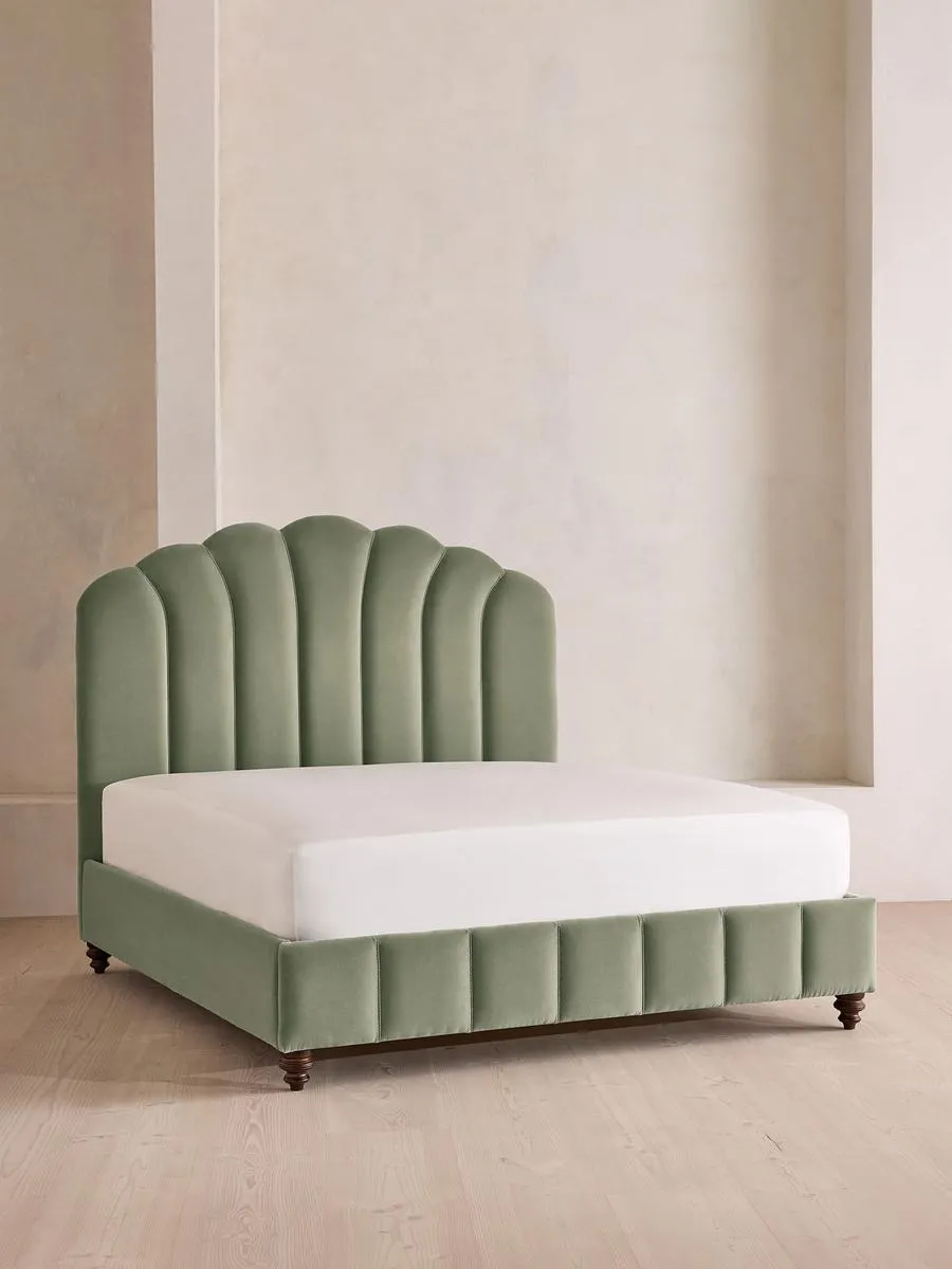 Manette Bed, with Twisted Cord, King, Velvet, Seafoam