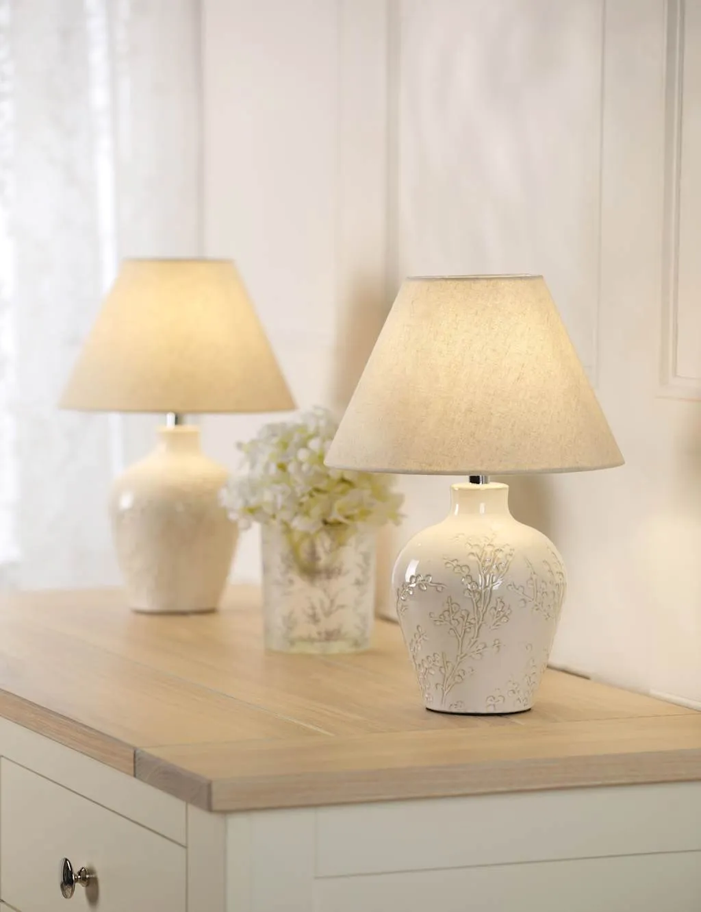 Laura Ashley Set of 2 Pussywillow Table Lamps Silver