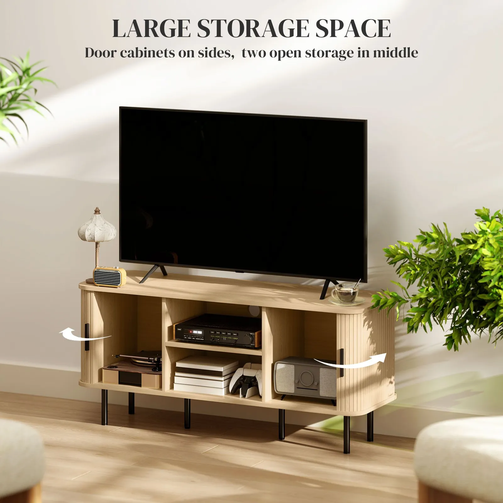 HOMCOM TV Unit for Living Room, TV Stand, Oak Tone in Brown 5