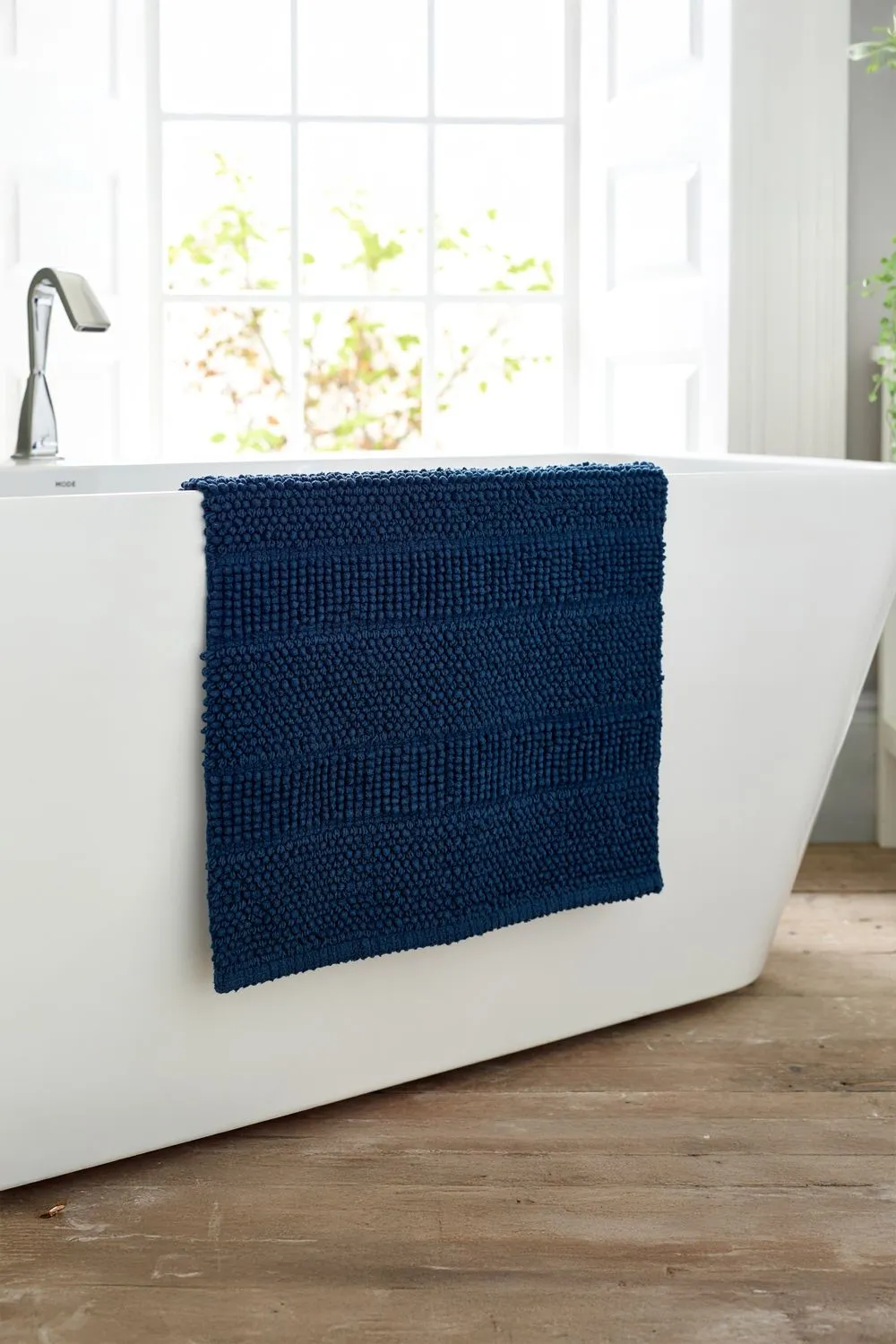 Deyongs Romeo Textured 100% Cotton Bath Mat - 1500gsm Absorbent Bathroom Rug | 1846 in Navy 1