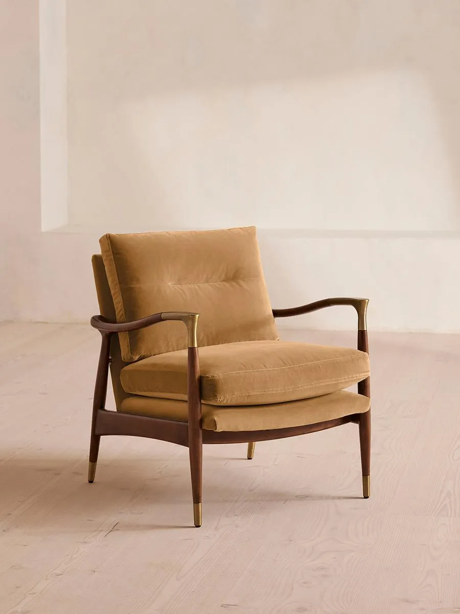 Theodore Armchair, Velvet, Camel