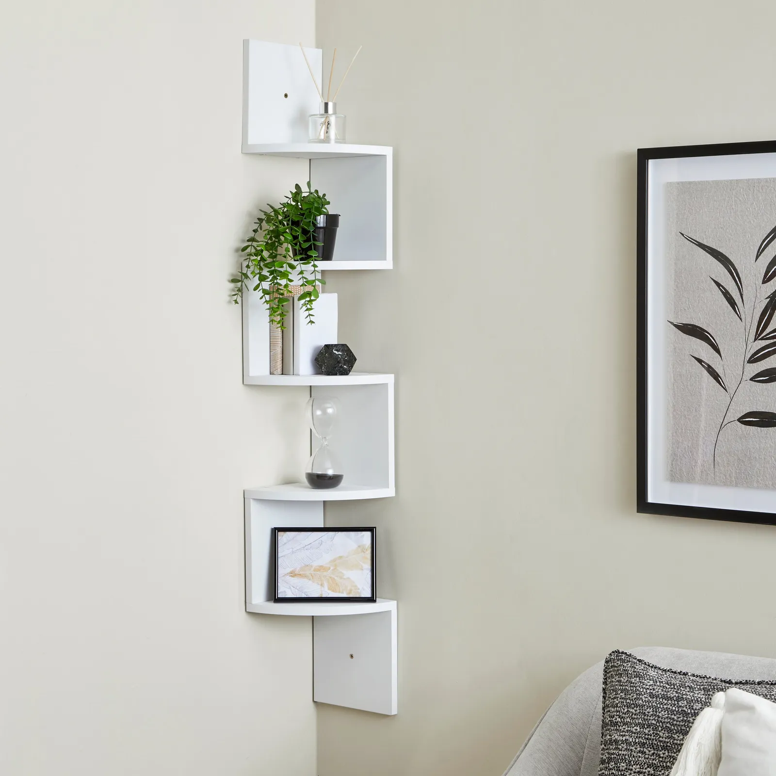 Corner Wall Mounted Shelving Unit White