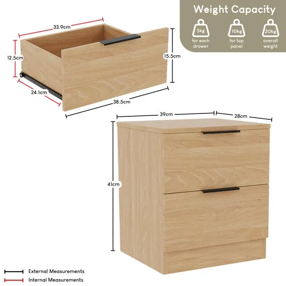 Hayes 2 Drawer Bedside Table 6