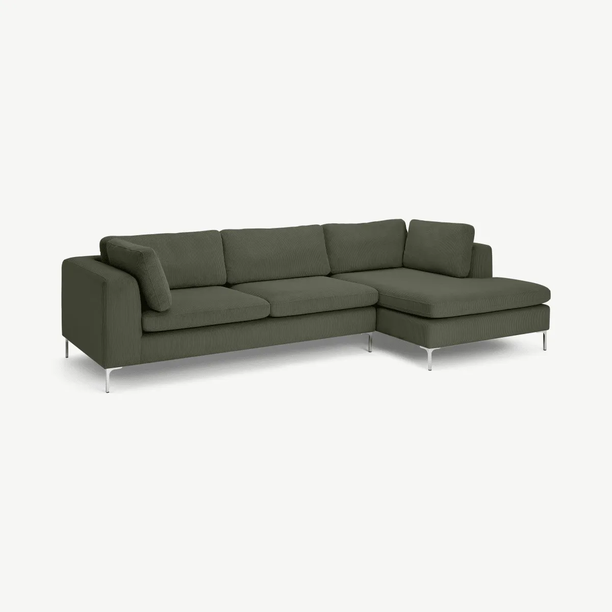 Monterosso Right Hand Facing Chaise End Sofa, Sage Corduroy Velvet