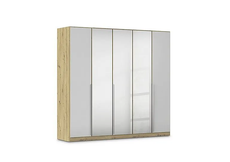 Freja 226cm 5 Door Hinged Glass Wardrobe With Mirror Doors