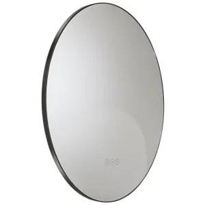 Abode Mayar Matt Black Round LED Bathroom Mirror - 600mm 2