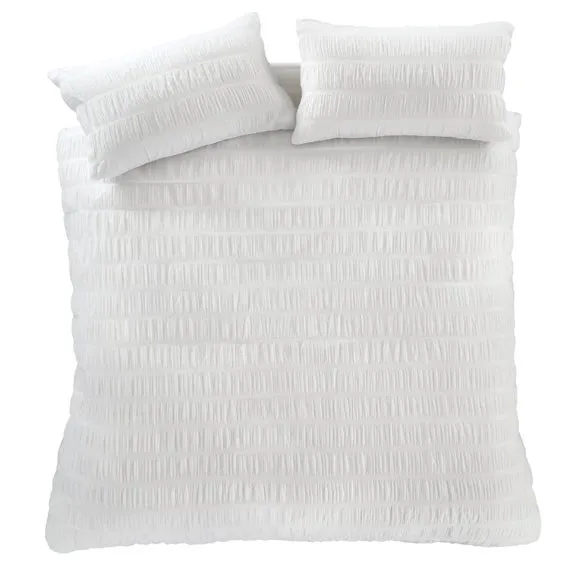 Catherine Lansfield Seersucker Reversible Duvet Cover & Pillowcase Set 5