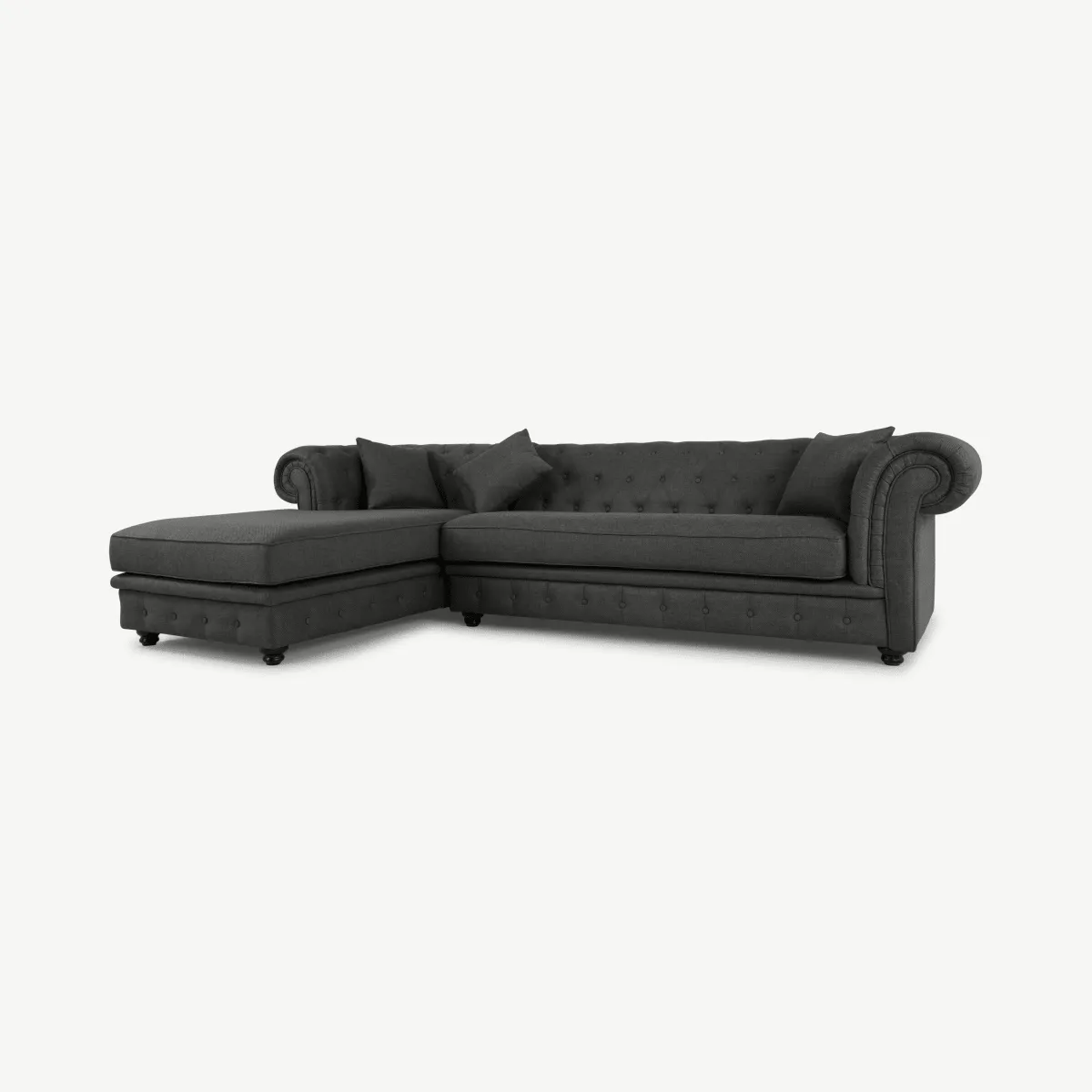 Branagh Left Hand Facing Chaise End Corner Sofa, Anthracite Grey Fabric
