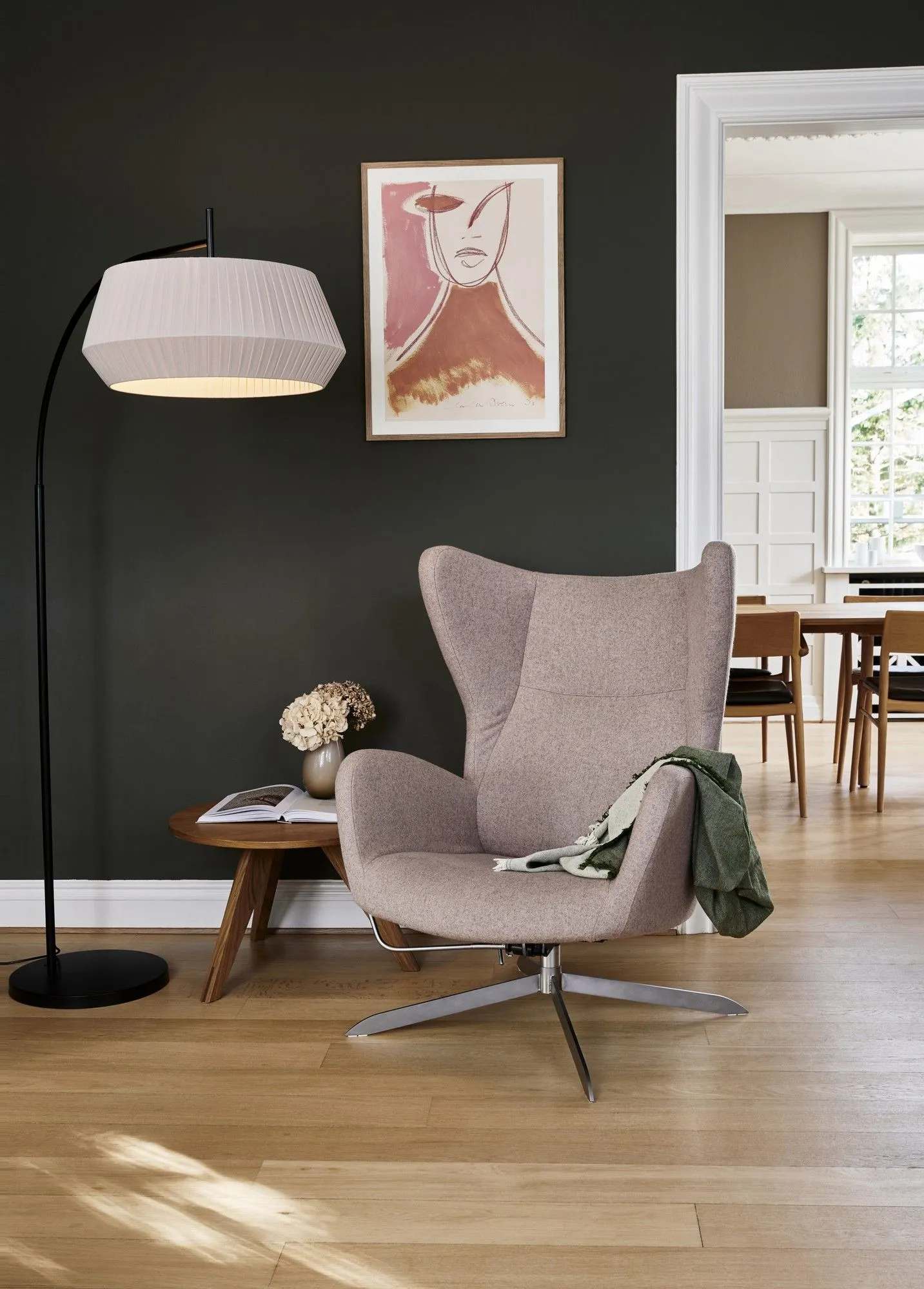 Nordlux Dicte Floor Lamp Beige Textile Livingroom E27 Switch 4