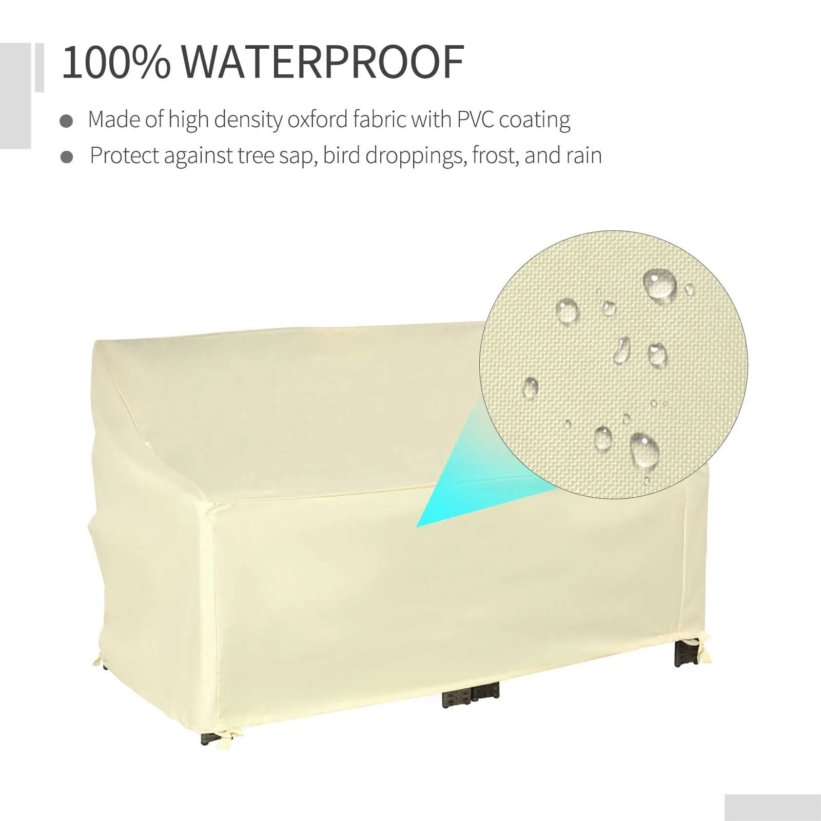 OUTSUNNY Outdoor Furniture Cover 2 Seater Loveseat Protection 140x84x94cm in Beige 6