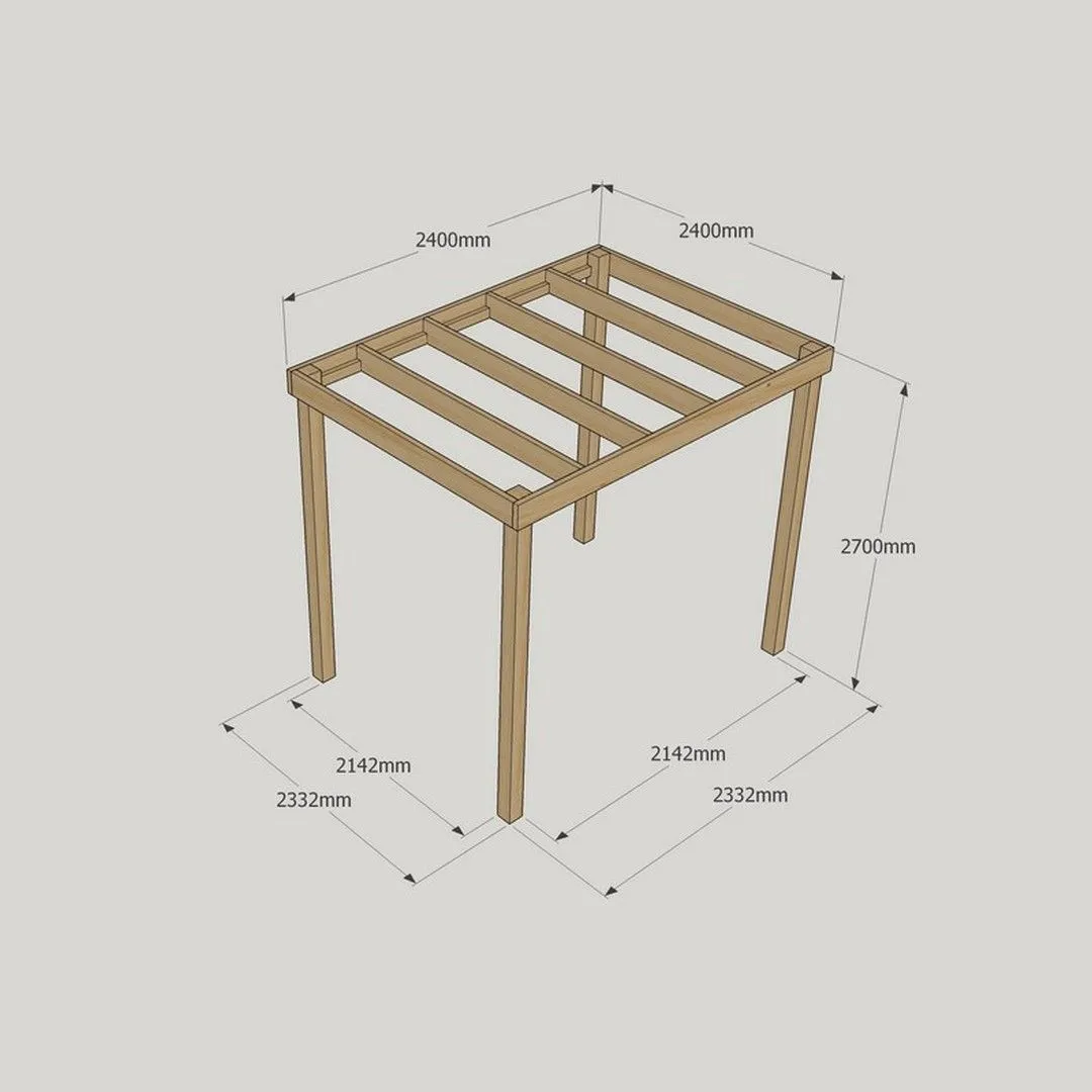 Rutland County Garden Furniture Ltd Box Pergola - Wood - L240 x W240 x H270 cm - Rustic Brown 3