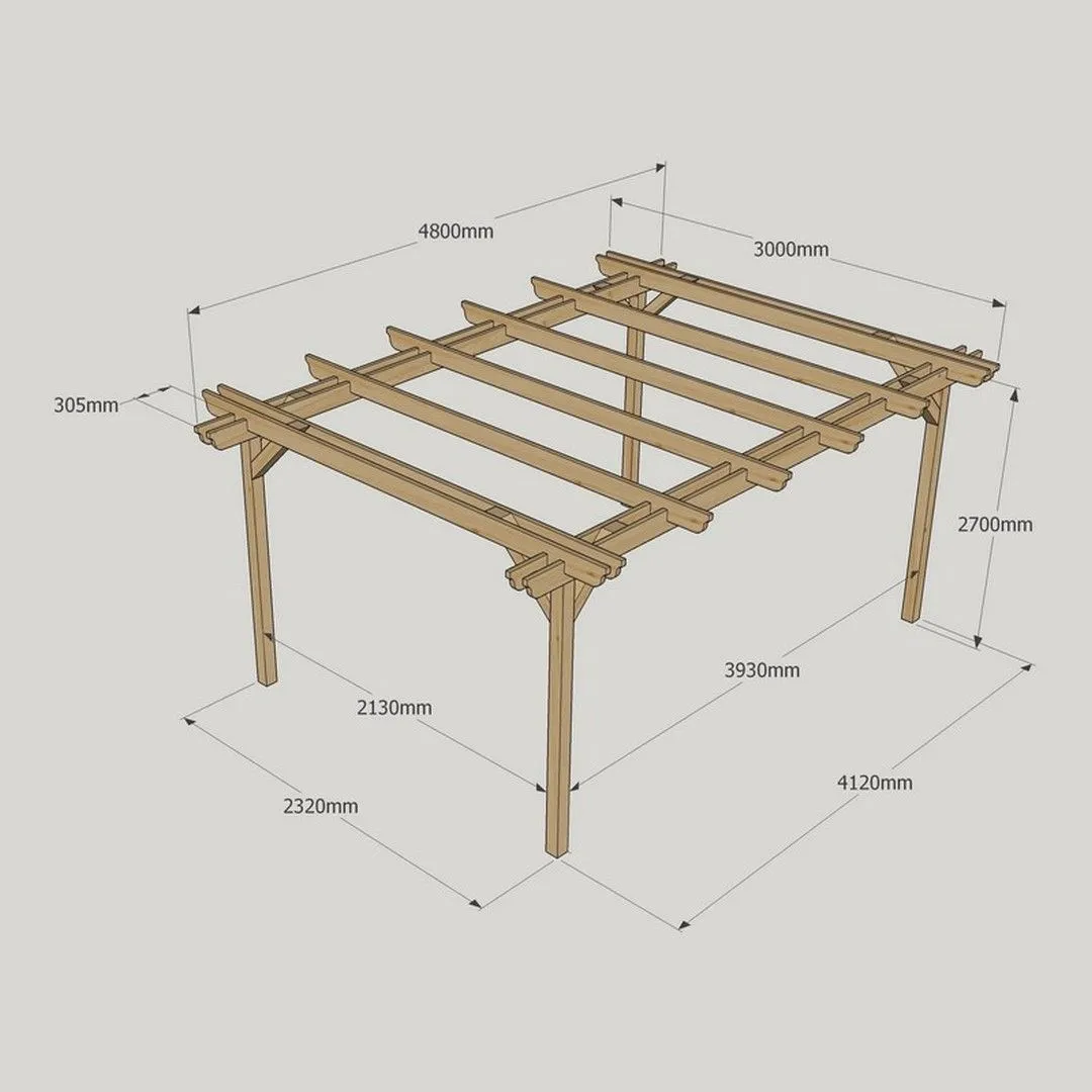 Rutland County Garden Furniture Ltd Double Garden Pergola - Wood - L300 x W480 x H270 cm - Light Green 5