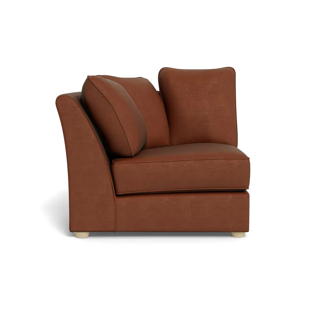 Heal's Tailor Square Corner Unit Left Hand Facing Smart Luxe Velvet Tawny Natural Feet 1