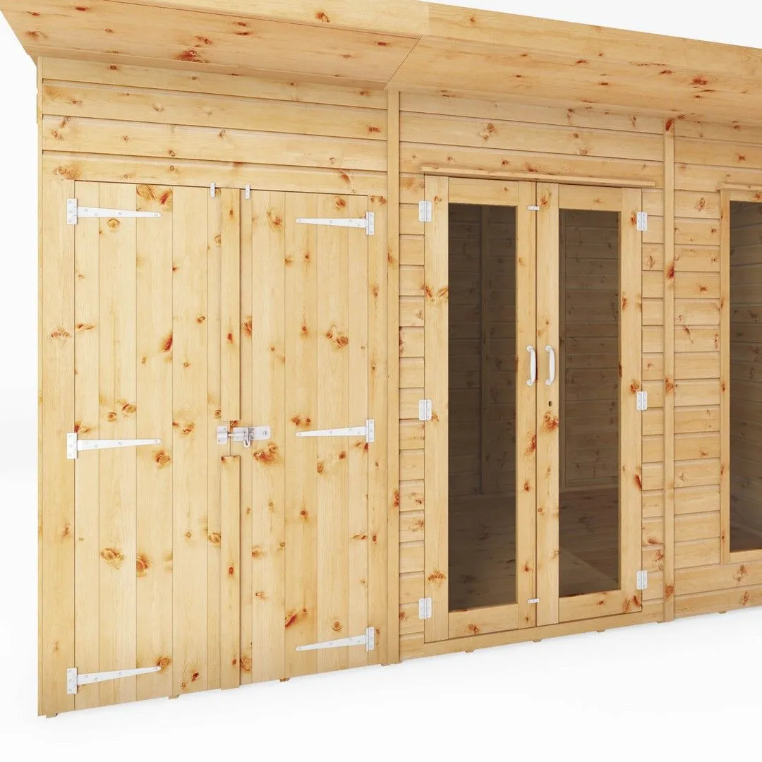 Mercia Maine Pent Summerhouse with Side Shed - L233.1 x W361.5 x H217 cm in Brown 4