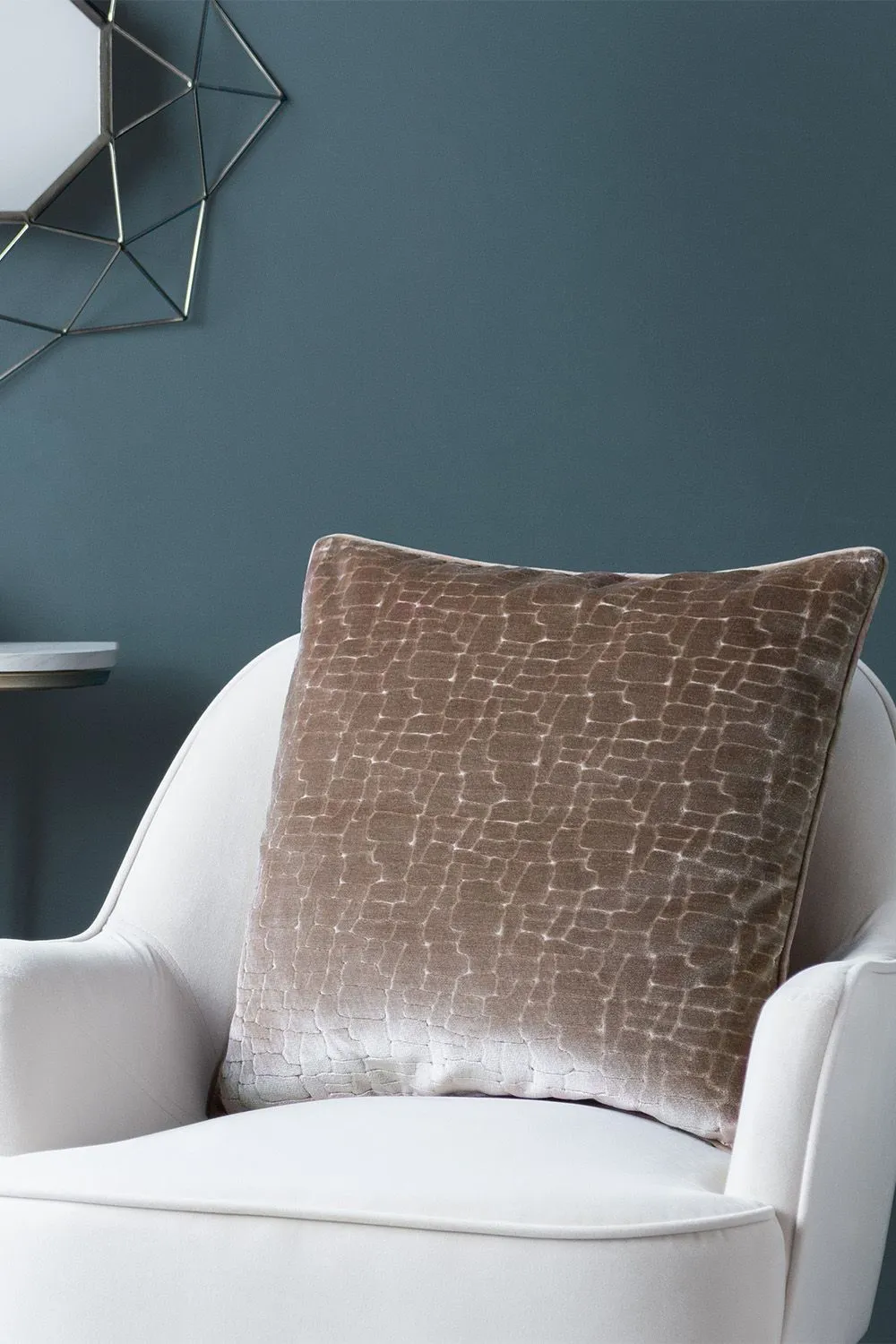 Paoletti Bloomsbury Soft Cut Velvet Piped Cushion in Taupe 5