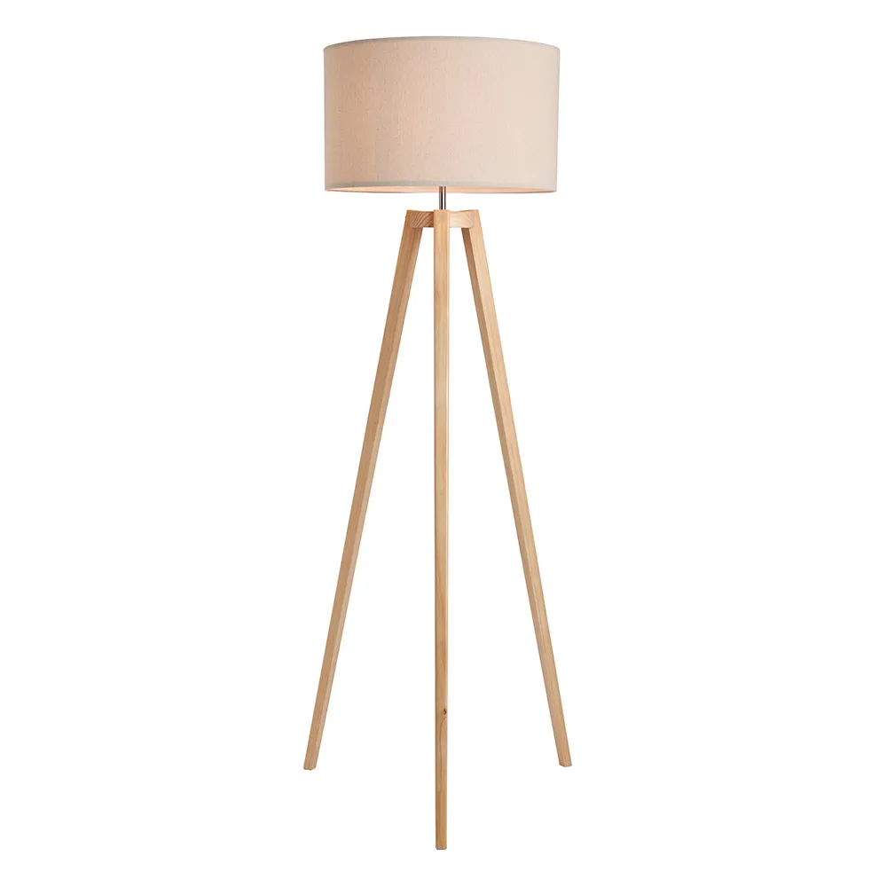 Keeley Wooden Tripod Floor Lamp, Oak 1