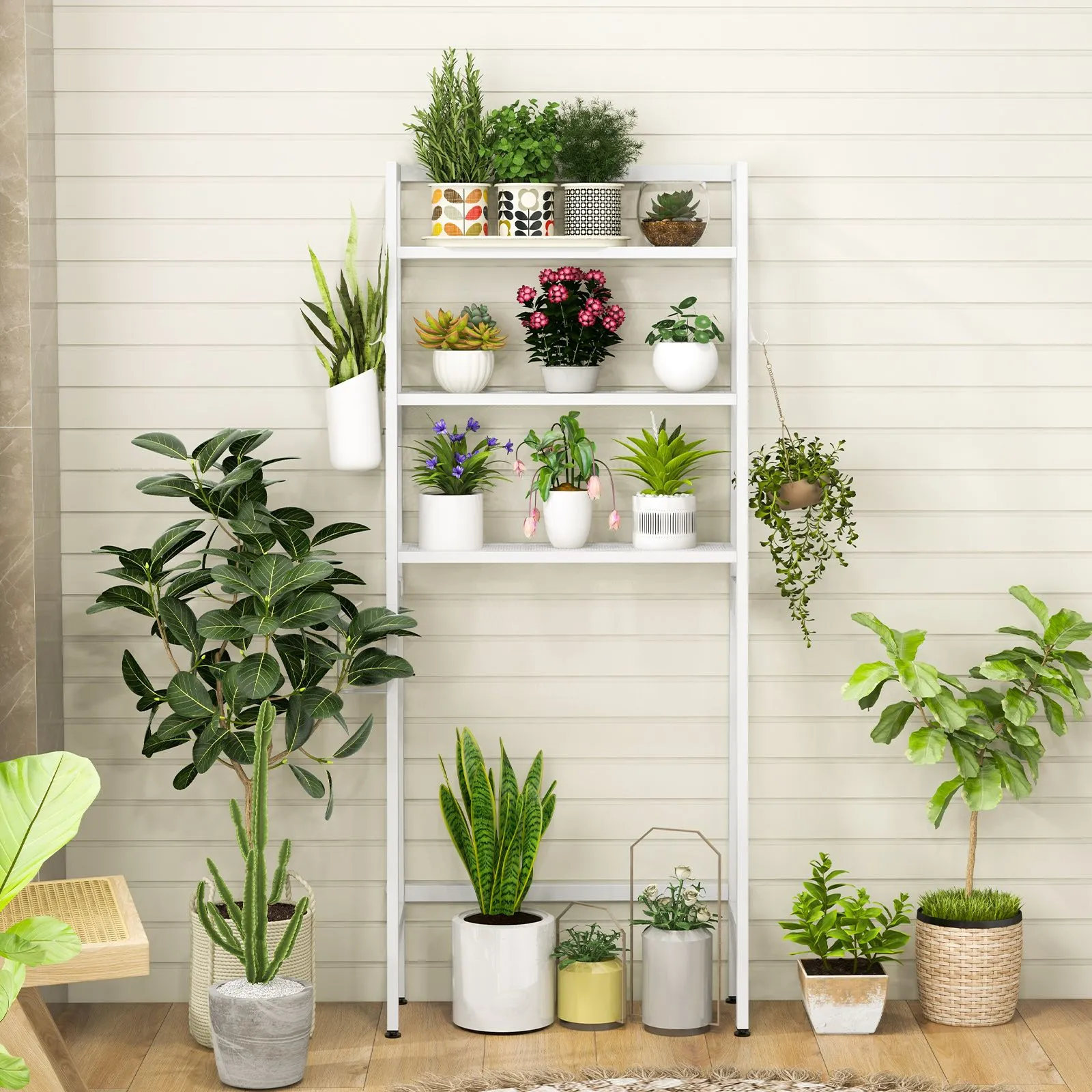 Costway Over The Toilet Storage Shelf 3 Tiers Standing Above Toilet Rack Stand in White 5