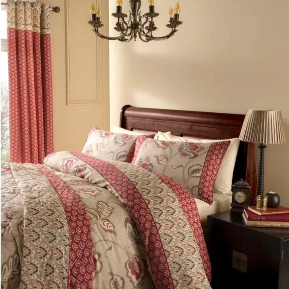 Catherine Lansfield Kashmir Red Duvet Cover and Pillowcase Set 1
