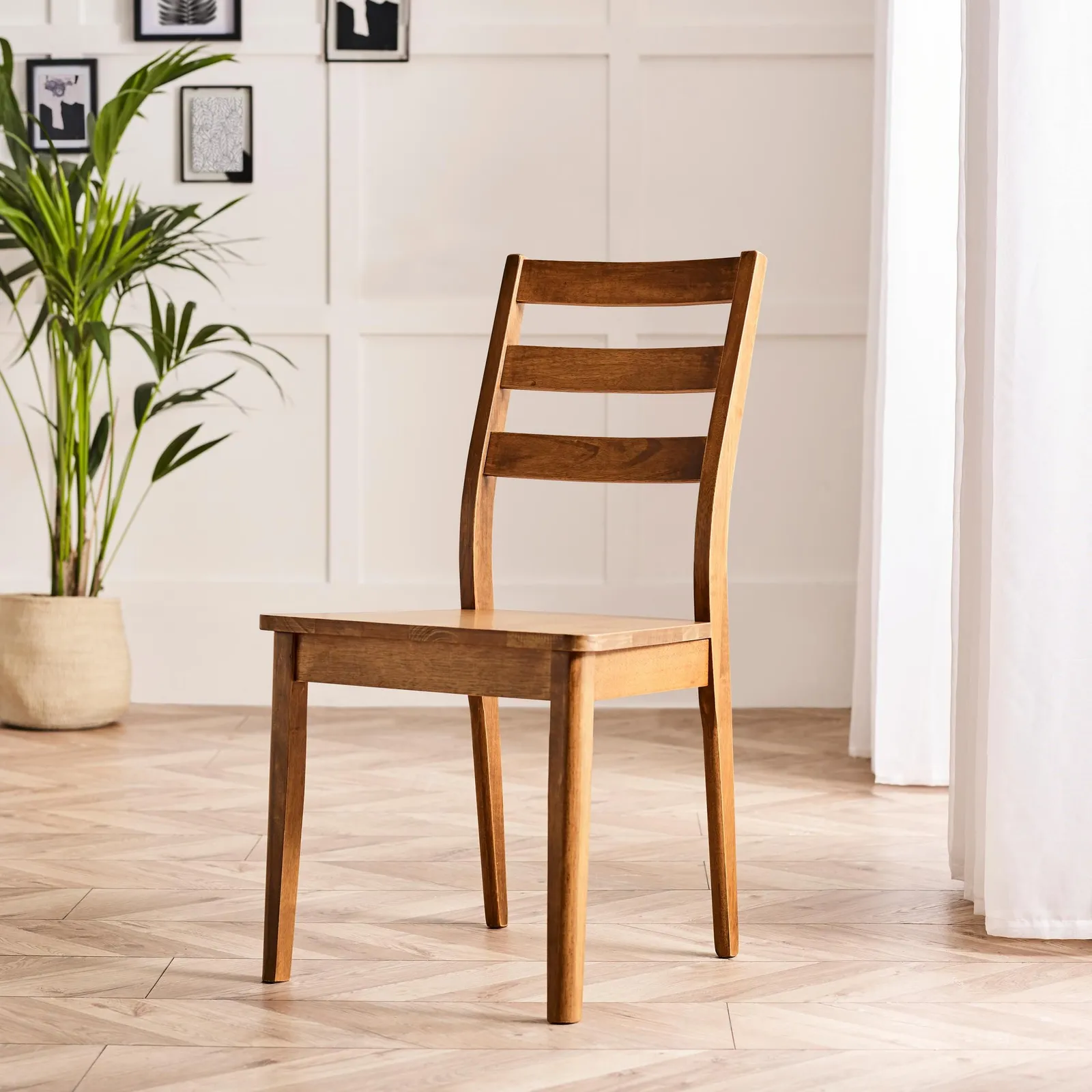 FurnitureboxUK Set of 2 Lynton Wooden Farmhouse Dining Chairs in Walnut 2