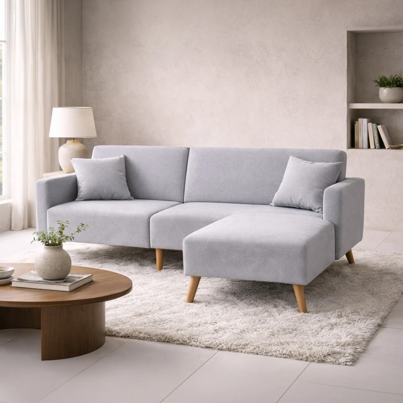 Zara - Two-Seater Sofa Bed with Matching Stool - Grey - Fabric - Two Seater - Make It Homely