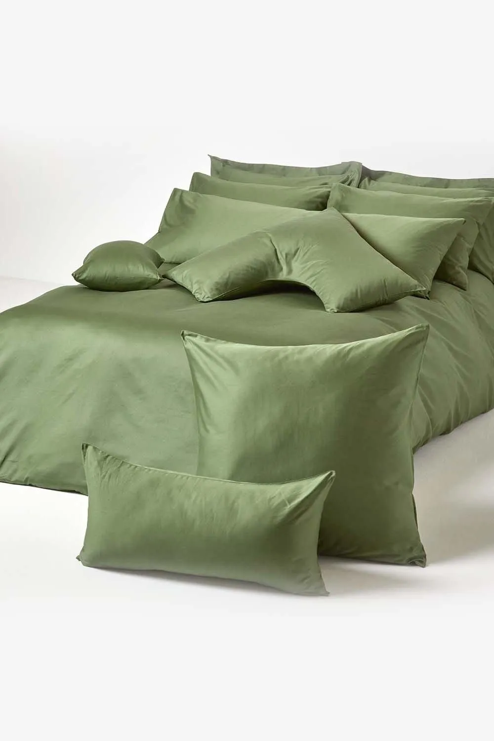 Homescapes Duck Egg Blue Sateen Cotton Oxford Pillowcase 400 TC in Green 5