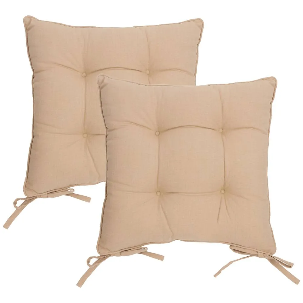 Yard Slub Cotton 2-Pack Plain Indoor/Outdoor Seat Pads in Off-White 4