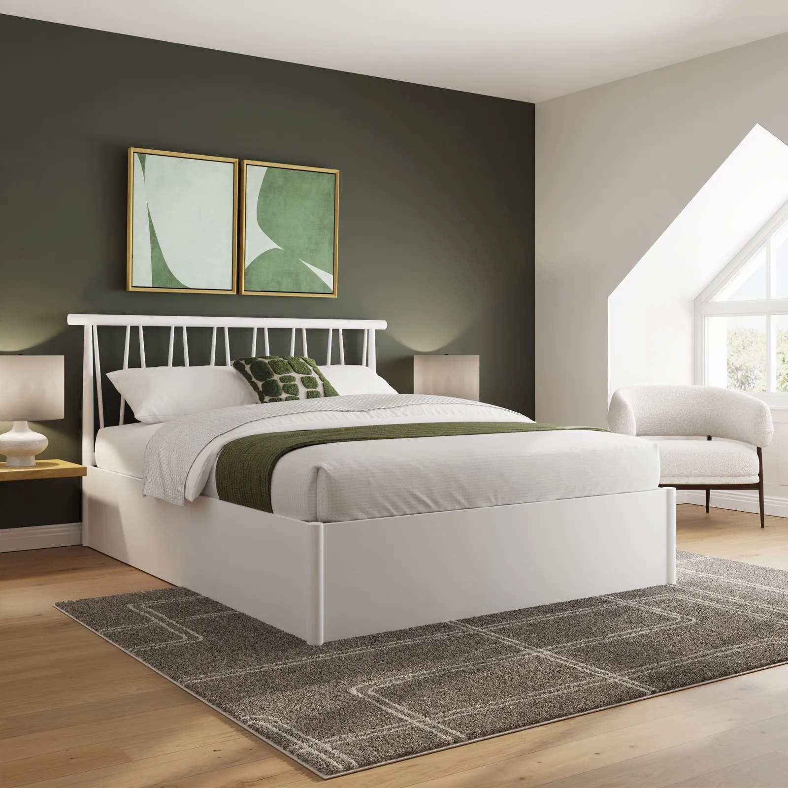 GFW Fusum Spindle Ottoman Bed in White