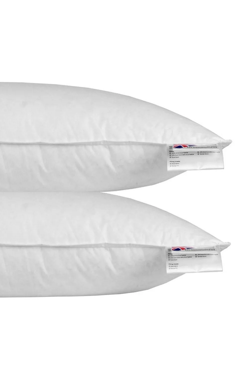 Homescapes Duck Feather & Down Euro Continental Pillow Pair - 40cm x 80cm in White 4