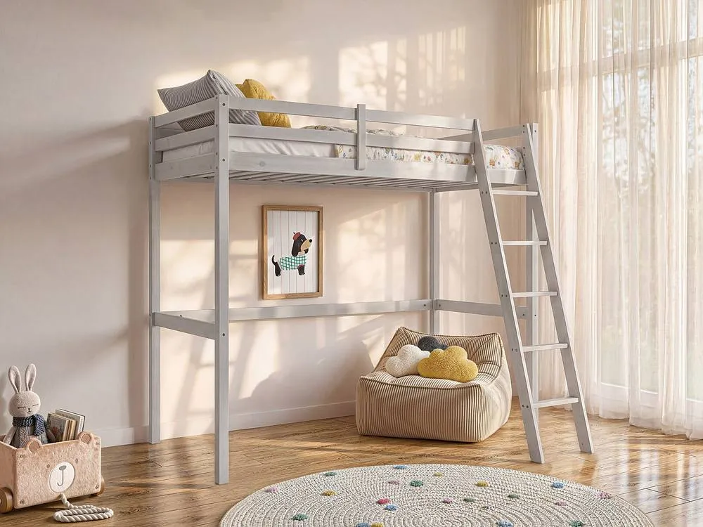 Vente-unique High Sleeper Bed - 90 X 190 Cm - Solid Pine - Whitewashed - GEDEON II in White 3