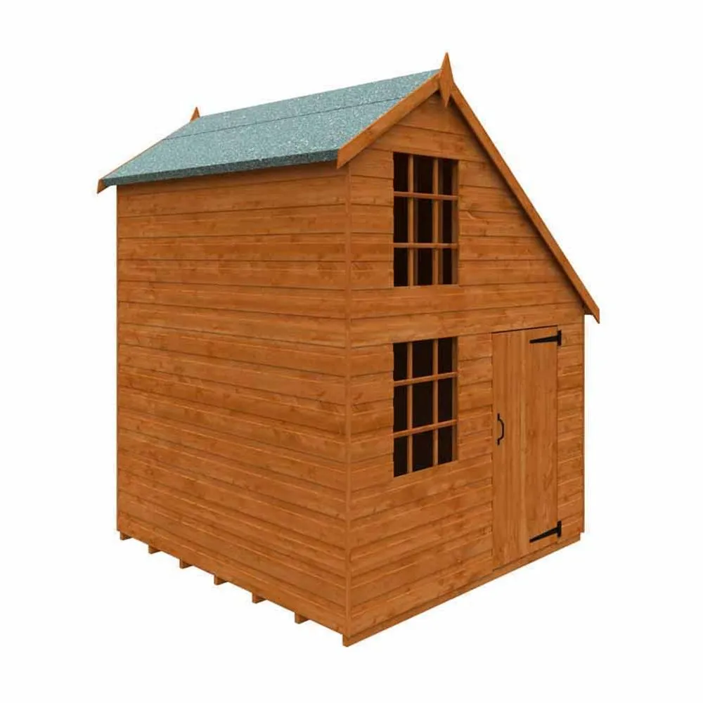 Buttercup Farm 6 x 6 Feet Clubhouse 12mm Shed - Solid Wood/Softwood/Pine in Burnt Orange