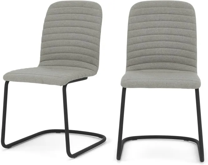 Set of 2 Cata Cantilever Dining Chairs, Quilted Marl Grey 