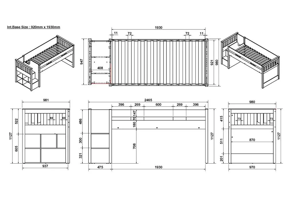 Flair Charlie Staircase Mid Sleeper Cabin Bed in Grey 5
