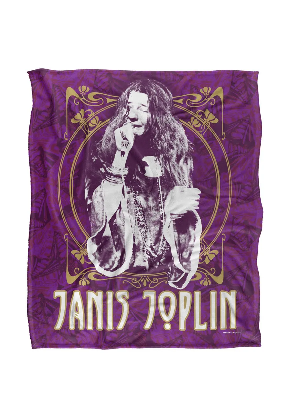 Janis Joplin Janis Gold Framed Silky Touch Super Soft Throw Blanket 152 X 127 cm in White