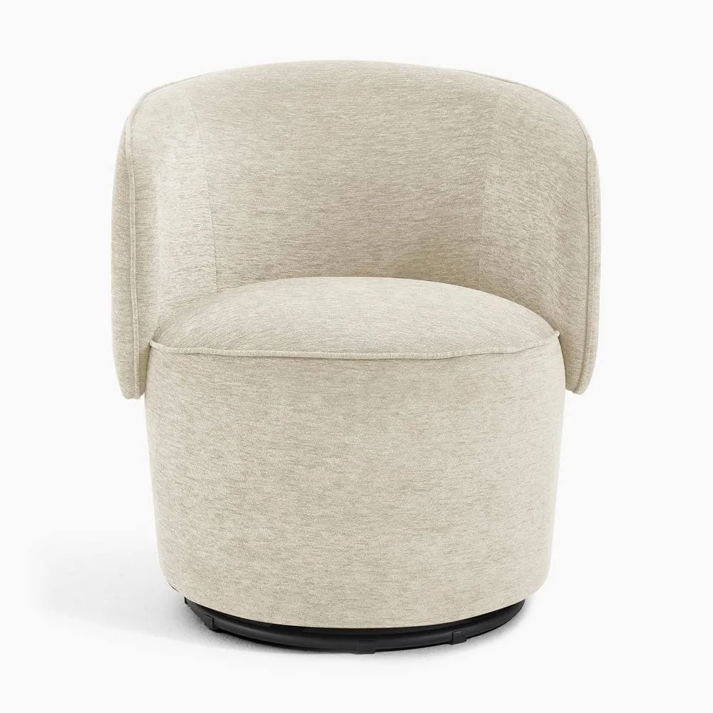 FurnitureboxUK Liode Fabric Round Swivel Accent Chair in Cream 6