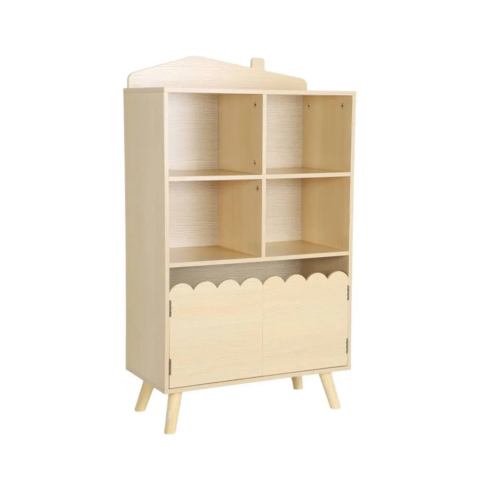sweeek Children's pine wood library 2 doors 4 shelves in Beige 2
