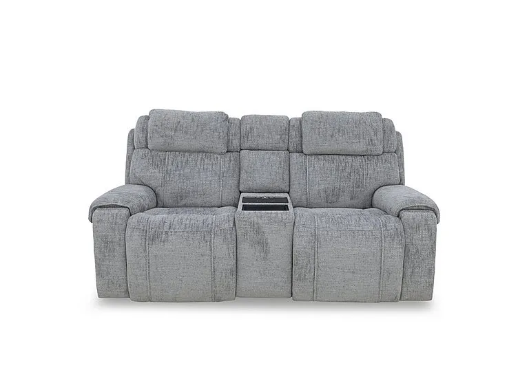 Hollywood Fabric 2 Seater Power Recliner Media Sofa with Power Headrests and Storage Arms - Dove Grey