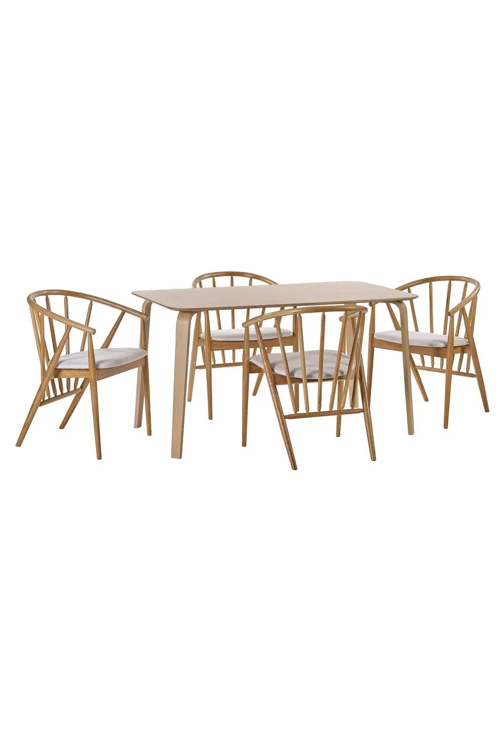 Julian Bowen Rory Curved Spindle Back Upholstered Dining Chair in Light Oak 5