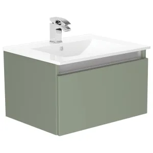 Newland Sage Green Basin Unit Single Drawer Suspended - 600mm