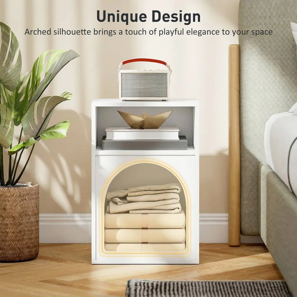 HOMCOM Bedside Table, Modern Bedside Cabinet for Bedroom, White 4