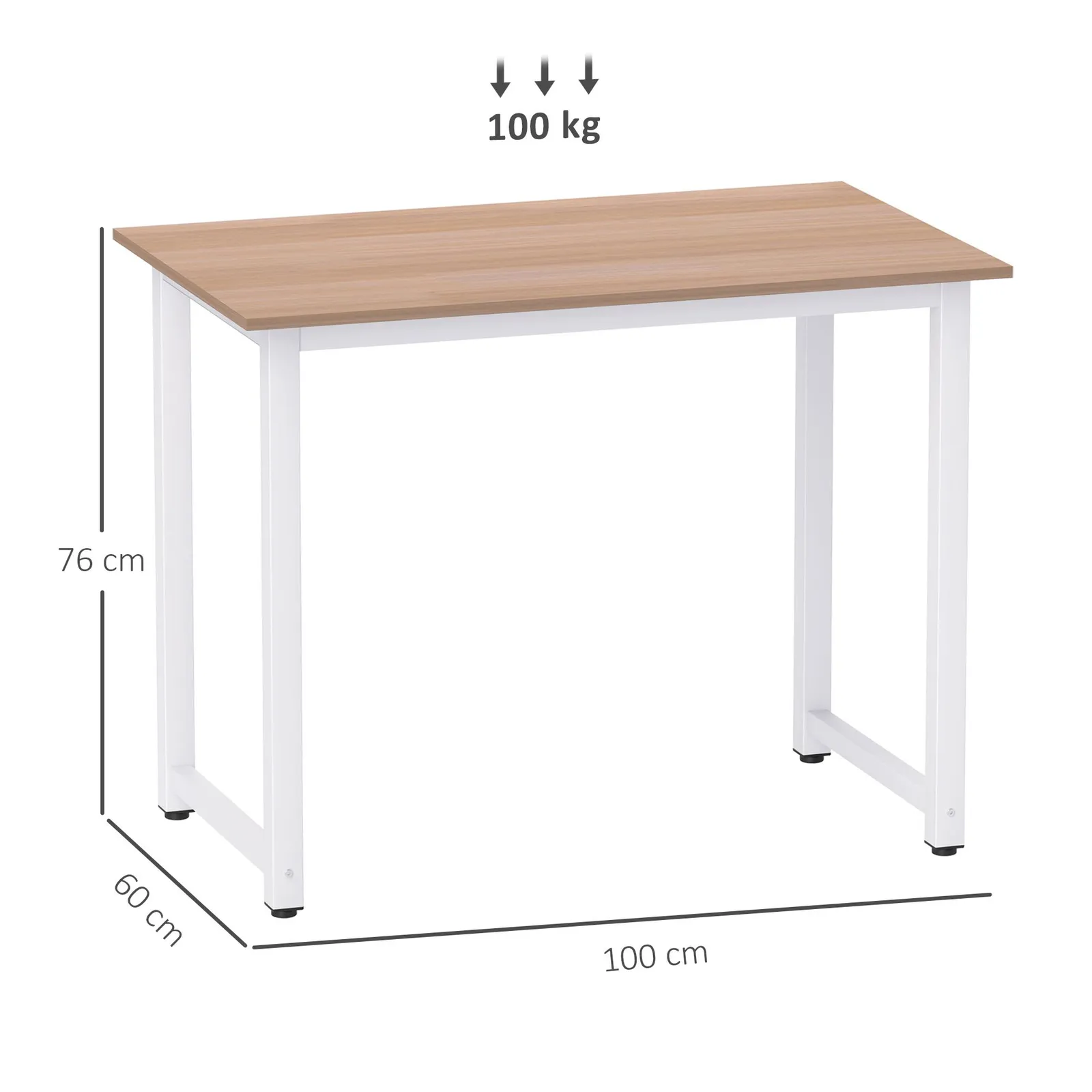 HOMCOM Modern Computer Desk, Writing Table with Metal Frame, White 3